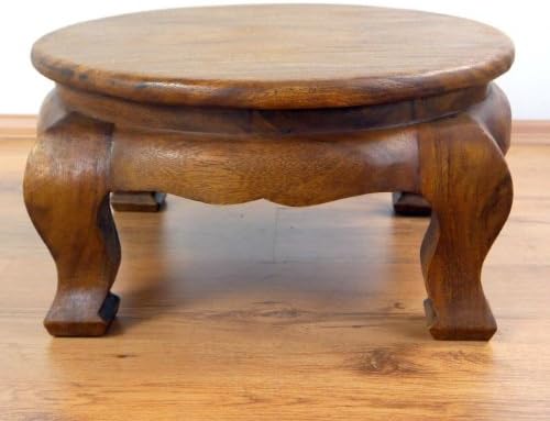 livasia Runder Opiumtisch, Beistelltisch aus Massivholz, Couchtisch, Nachttisch Braun 50cm, Braun 50