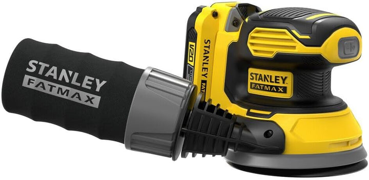 Stanley FatMax 18V Akku-Exzenterschleifer SFMCW220D1S (2.0 Ah, mit Staubsaugeranschluss, Staubfangsa
