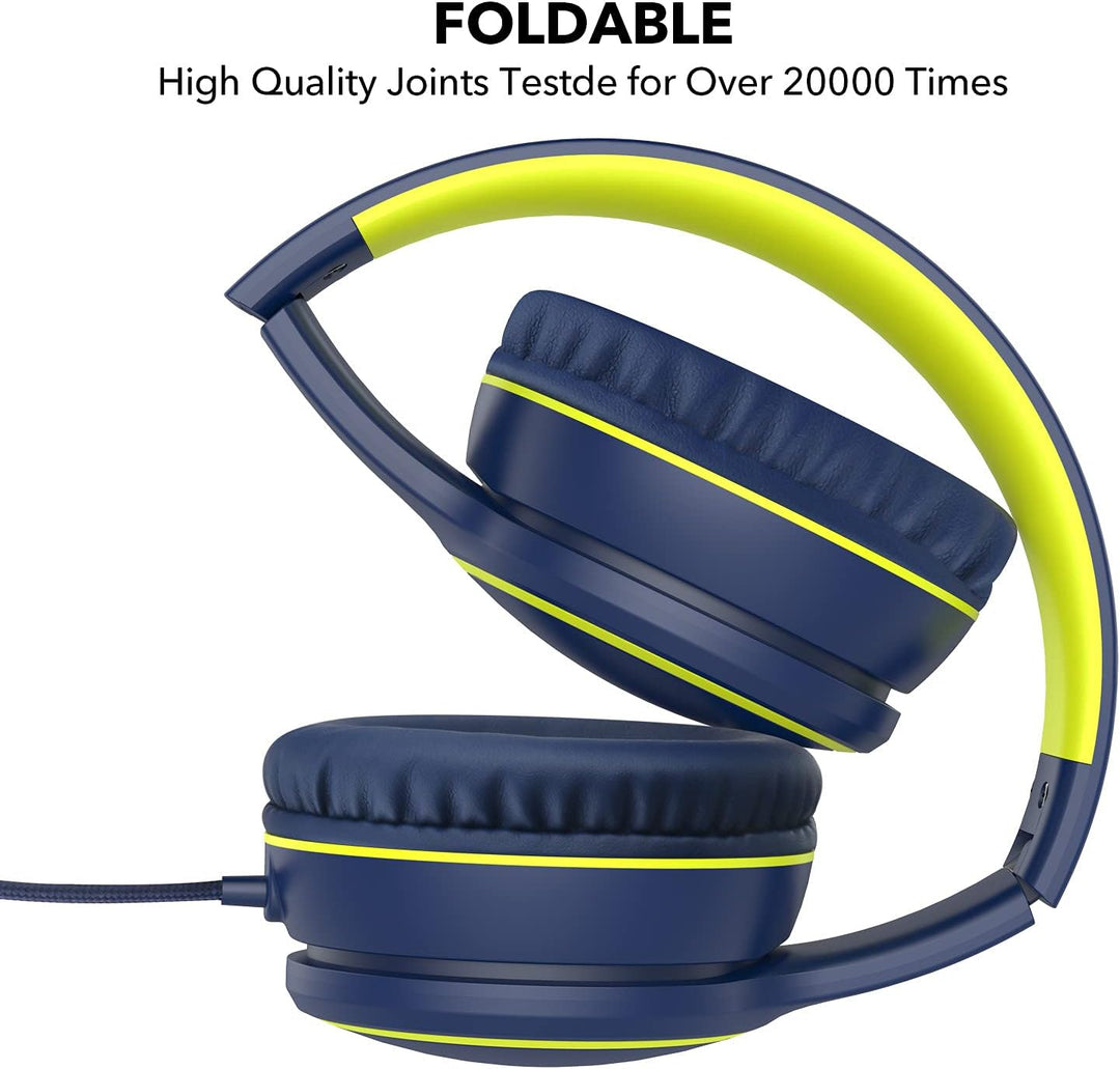 RORSOU R10 Over-Ear Kopfhörer mit Mikrofon, Leichtgewichtige klappbare Stereo-Bass-Headset mit 1,5 m