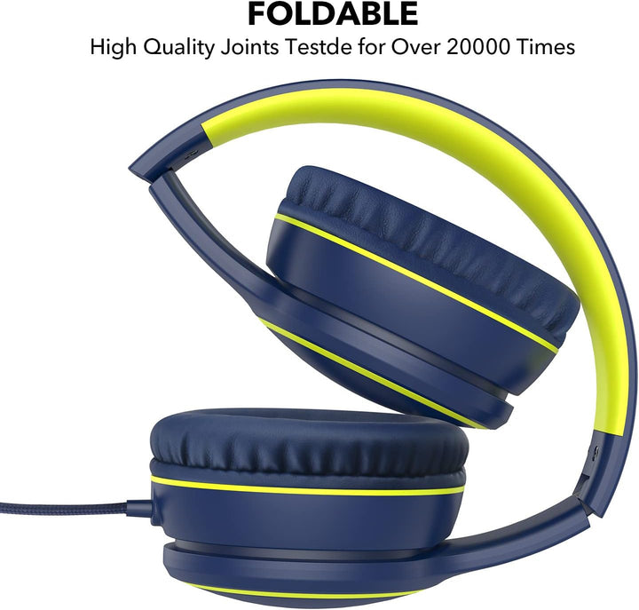 RORSOU R10 Over-Ear Kopfhörer mit Mikrofon, Leichtgewichtige klappbare Stereo-Bass-Headset mit 1,5 m