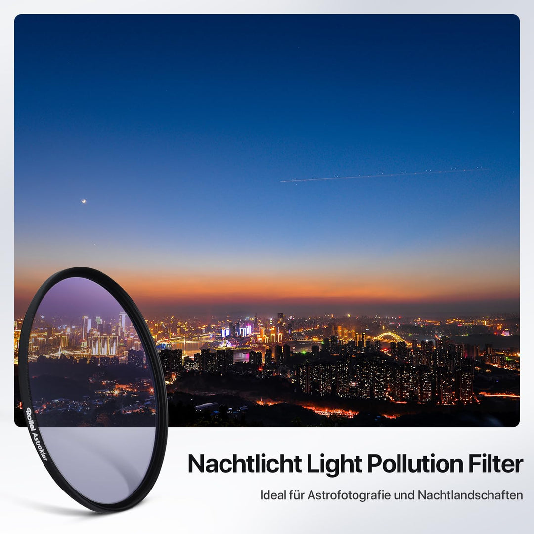 Rollei Astroklar Nachtlicht Light Pollution Filter – 52mm Rundfilter Stadtlicht-Filter geeignet für