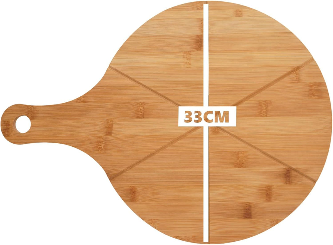 hausleben Pizzateller 33cm holz (2er-3er-4er Set) - Pizzabrett gross mit Griff, Platzteller, Pizzabr