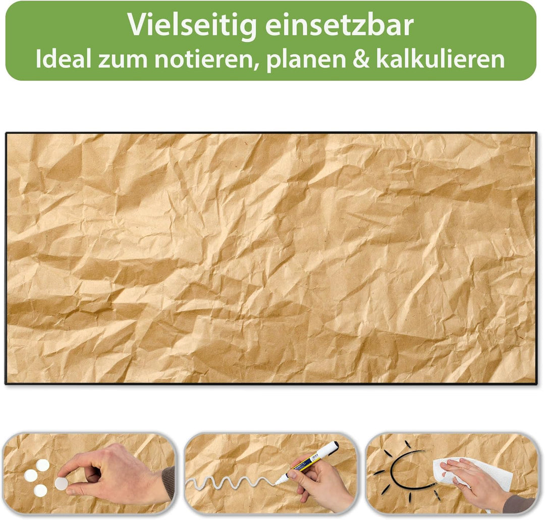 banjado Magnettafel schwarz 78 x 37cm / Magnetwand Metall/Magnetpinnwand als Memoboard/Pinnwand Magn