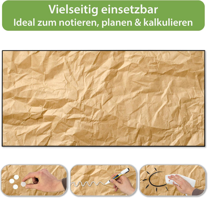 banjado Magnettafel schwarz 78 x 37cm / Magnetwand Metall/Magnetpinnwand als Memoboard/Pinnwand Magn