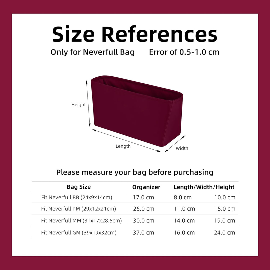 DGAZ Handtaschen Organizer Einsatz für LV Neverfull PM/MM/GM Taschen, Seide Tasche in Tasche Organiz