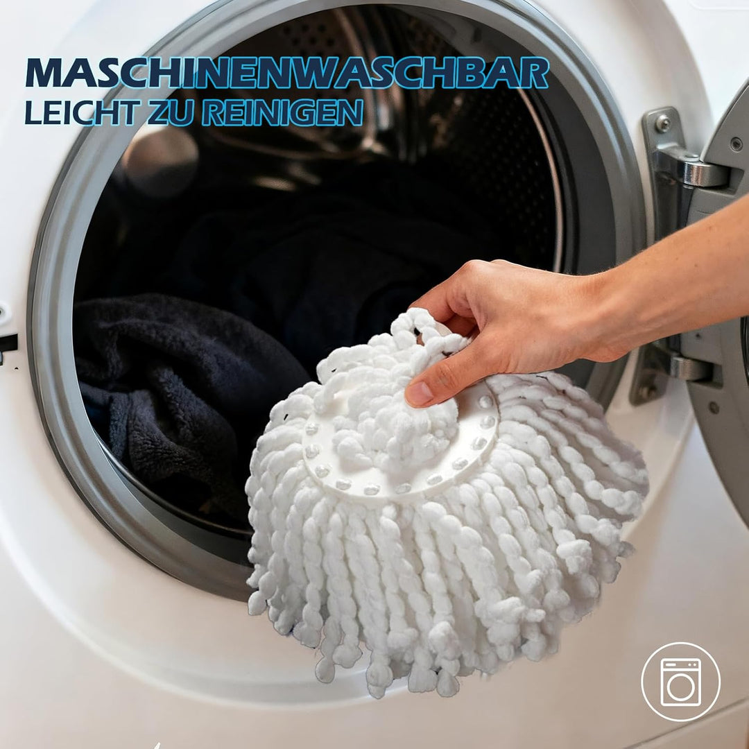 Masthome Wischmopp Set mit Eimer, 2-in-1 Putzeimer mit Wischmop,Extra 3 Mikrofaser-Pads,Wischer mit