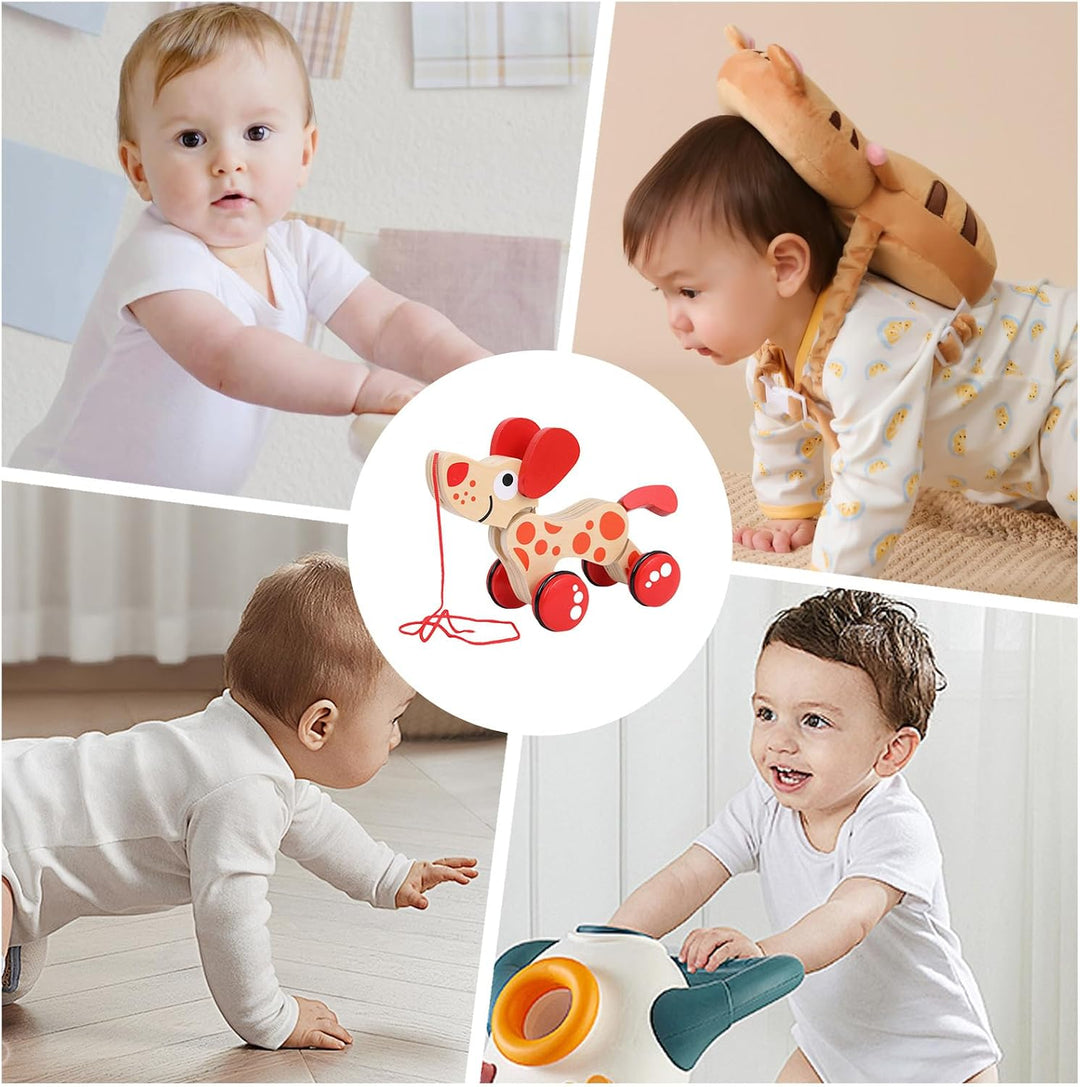 Wooden Pull Toys - Wood, 11.42x4.72x3.94in Puppy Pull-Along Toy | Walking Developmental String Toy,