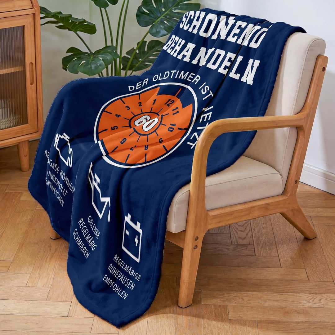 CheriGift 60 Geburtstag Mann Geschenke, Geschenk für Männer ab 60, Lustige Flanell Decke, Schonend B