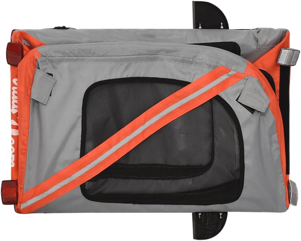 vidaXL Fahrradanhänger Hunde Hundeanhänger Hundetransporter Oxford-Gewebe Eisen Orange 122 x 52 x 53