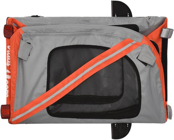 vidaXL Fahrradanhänger Hunde Hundeanhänger Hundetransporter Oxford-Gewebe Eisen Orange 122 x 52 x 53