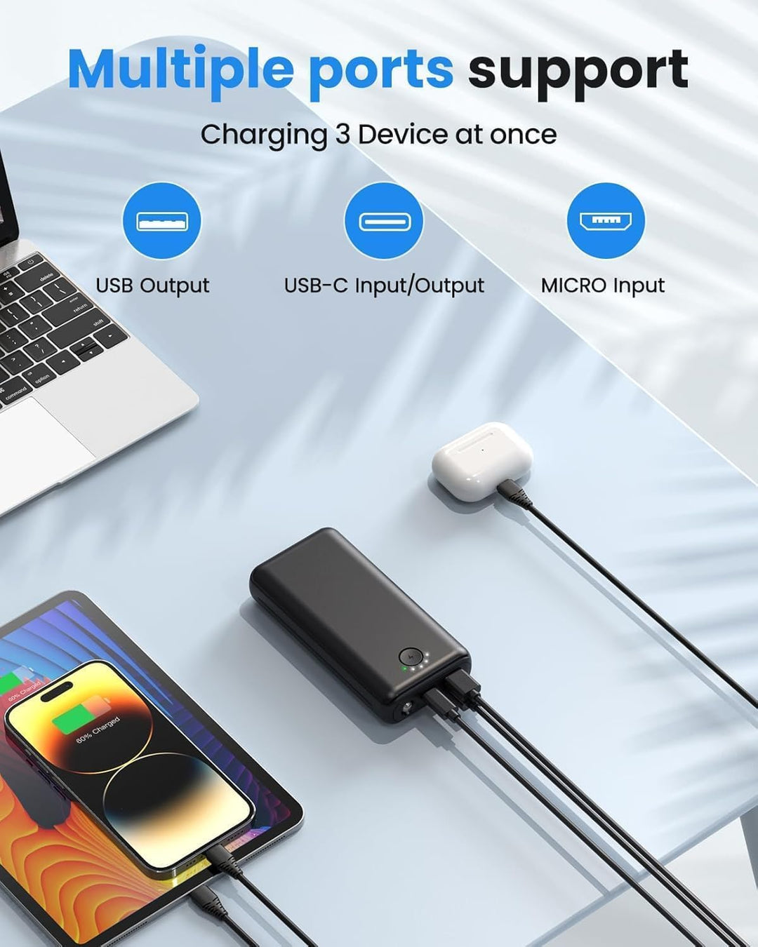 Power Bank 27000mAh 22,5W Externer Akku PD20W USB C Powerbank, Tragbares Ladegerät Kompatibel mit Sm