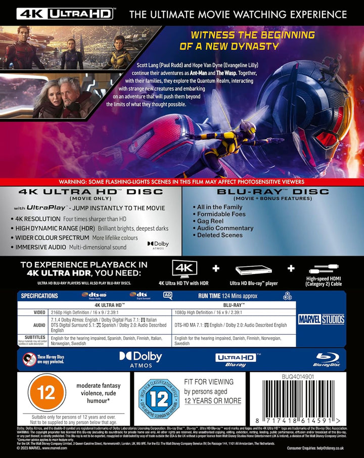 Ant-Man &amp; The Wasp Quantumania UHD [Blu-ray] [UK Import], 4K
