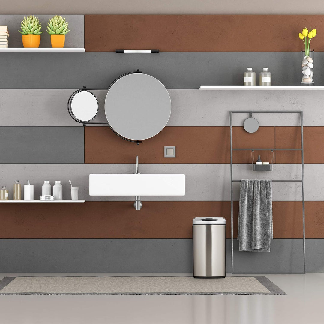 Relaxdays Sensor Mülleimer 12l, eckiger Abfalleimer mit Deckel &amp; Inneneimer, Küche &amp; Bad, Automatik