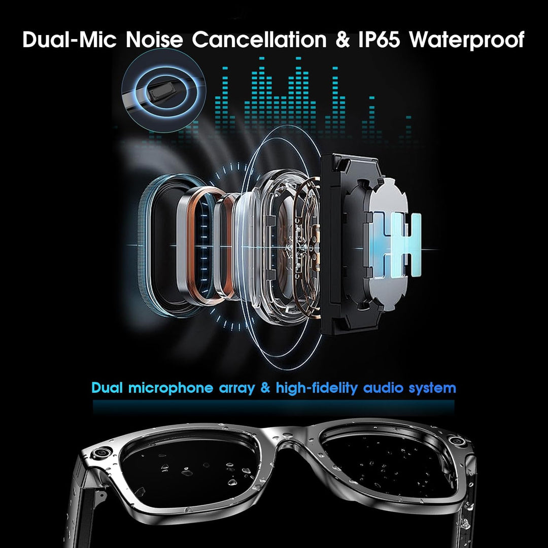 AI Smart Glasses 4K HD-Kamera, 290 mAh, 800 W Kamera-Brille mit Videoaufzeichnung, Simultanübersetzu