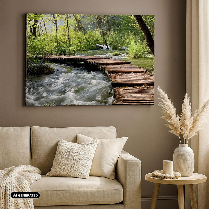ARTTOR Bilder auf Leinwand 100x70cm Leinwandbild Park natur grün bäume Gross Wanddeko Bild Schlafzim