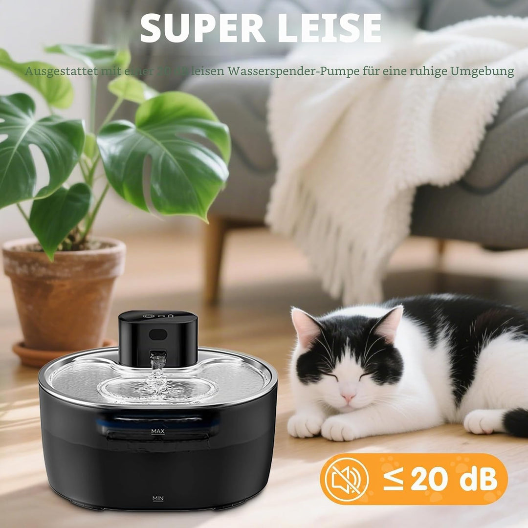 Katzenbrunnen Kabellos, 3.6L Trinkbrunnen für Katze, Katzentrinkbrunnen | mit Bewegungsmelder, 5000m