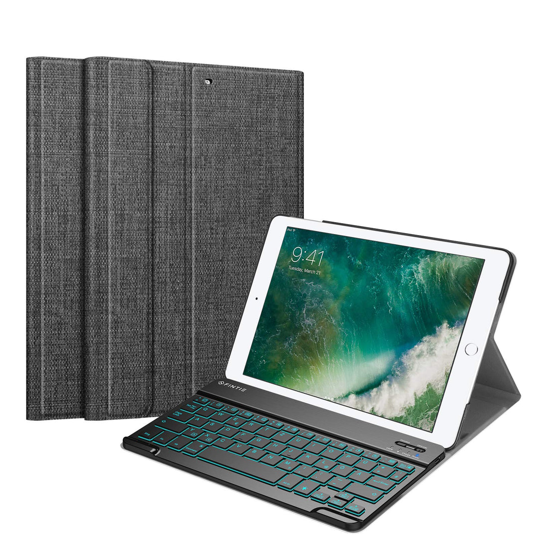 Fintie Beleuchtete Tastatur Hülle für iPad 9.7 Zoll 2018 2017 / iPad Air 2 / Air 1 - Ultradünn Schut