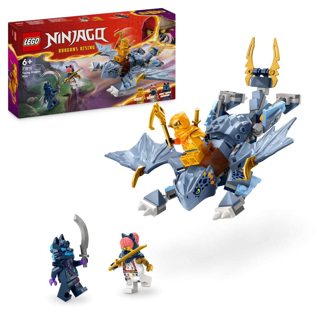 LEGO NINJAGO Riyu der Babydrache, Drachen-Spielzeug mit 3 Mini-Figuren, baubares Ninja-Spielzeug für