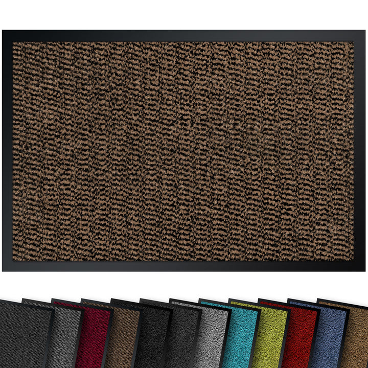 Hochwertige Fussmatte Braun-Schwarz 90x120 gross für Innen & Aussen - Schmutzfangmatte rutschfest, w