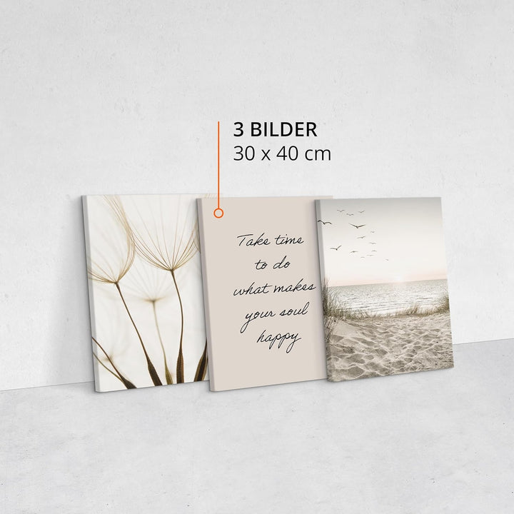 Muralo - Wandbilder Set - Leinwand Bilder Set Aufhängefertig in Boho Stil - das Leinwandbilder Set -