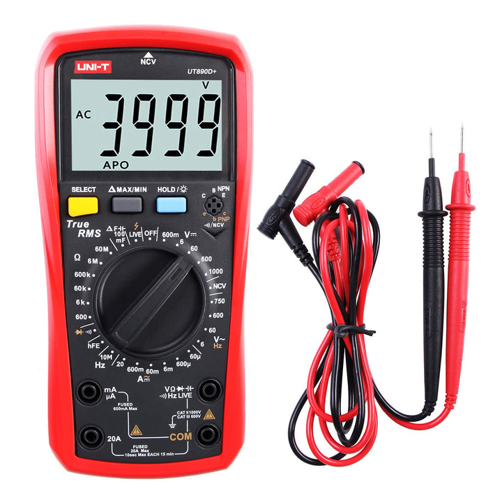 Multimeter UNI-T UT890D+ Effektivwert Voltmeter Amperemeter Ohmmeter AC/DC-Zählerstrom Spannungswide