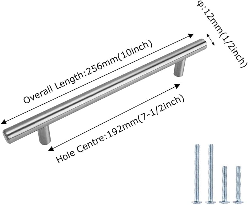 10x Möbelgriffe 192mm Edelstahl Türgriffe Schrank Stangengriff Schublade Küchengriffe, Modernes Klei