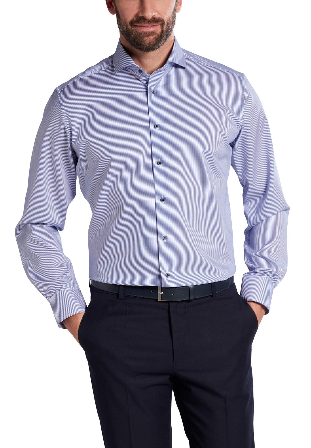 eterna Langarm Hemd Modern Fit Twill gestreift