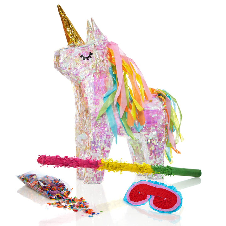 Lumaland Pinata Set zum Befüllen inkl. Schläger & Augenbinde | Magisches Einhorn ideal für Kinder-Ge
