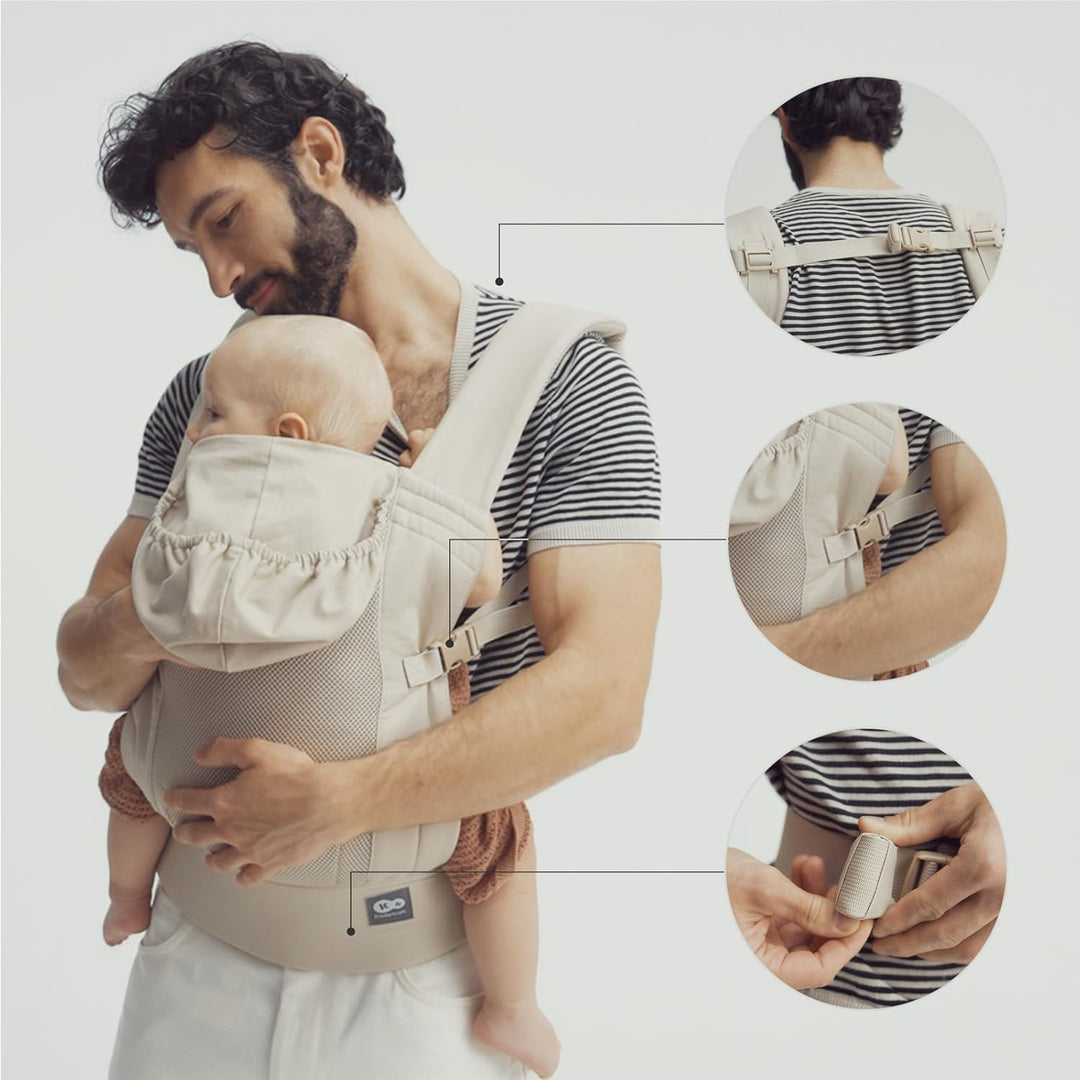Kinderkraft ergonomische Babytrage CARRYBEE ab 3 Monaten bis 20 kg, verstellbar, feste Kapuze, aus B