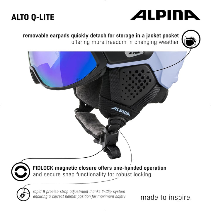 ALPINA ALTO Q-LITE - Sicherer, Stossabsorbierender & Individuell Anpassbarer Skihelm Mit Kontrastver