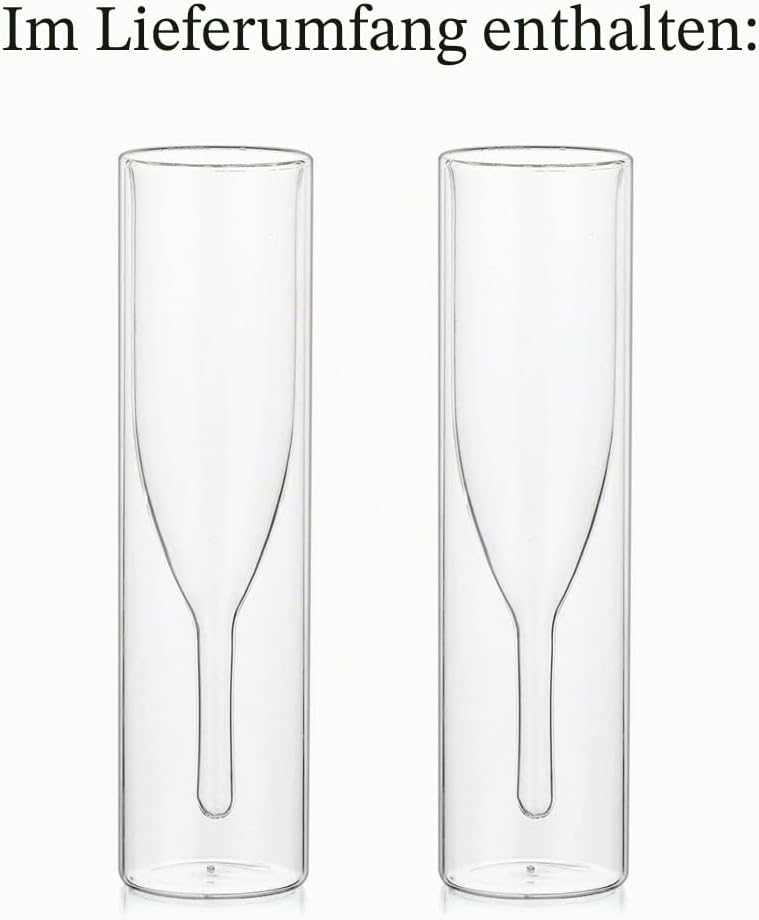 Sziqiqi Massive Doppelwandige Champagnerglas Kristallgläser, Classics Tulip Goblet Stemless Clear Gl