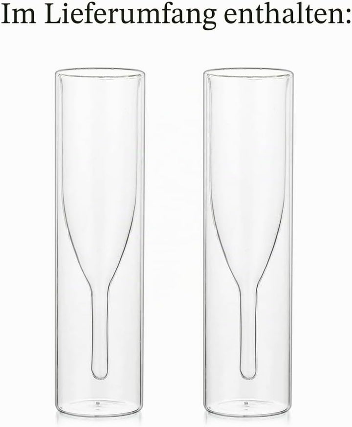 Sziqiqi Massive Doppelwandige Champagnerglas Kristallgläser, Classics Tulip Goblet Stemless Clear Gl