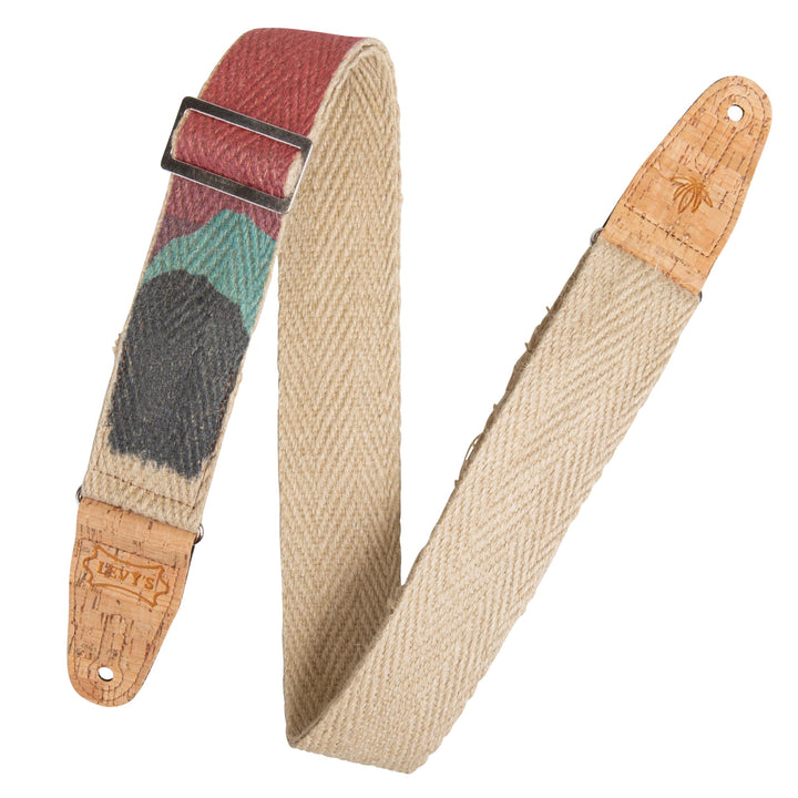 "Levy's Leathers MH8P-003 Gitarrengurt Natural Hemp Webbing Cork Ends and Pocket 2"" - Sunset" Sonne
