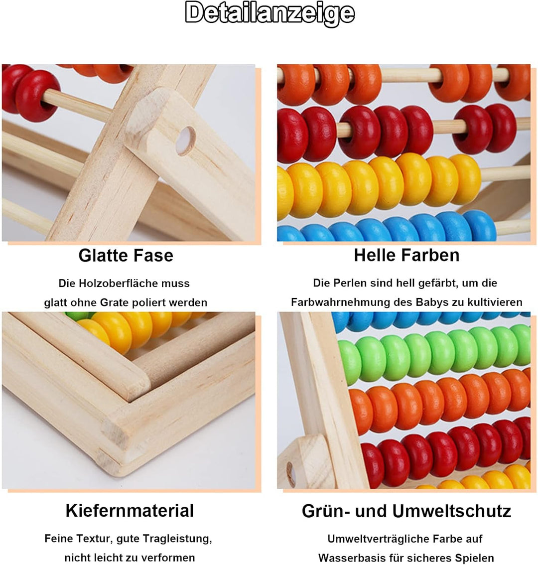 Grundschule Rechenschieber 28 X 21CM Abakus für Kinder mit Zählstäben/Zahlenalphabetkarten Rechenrah