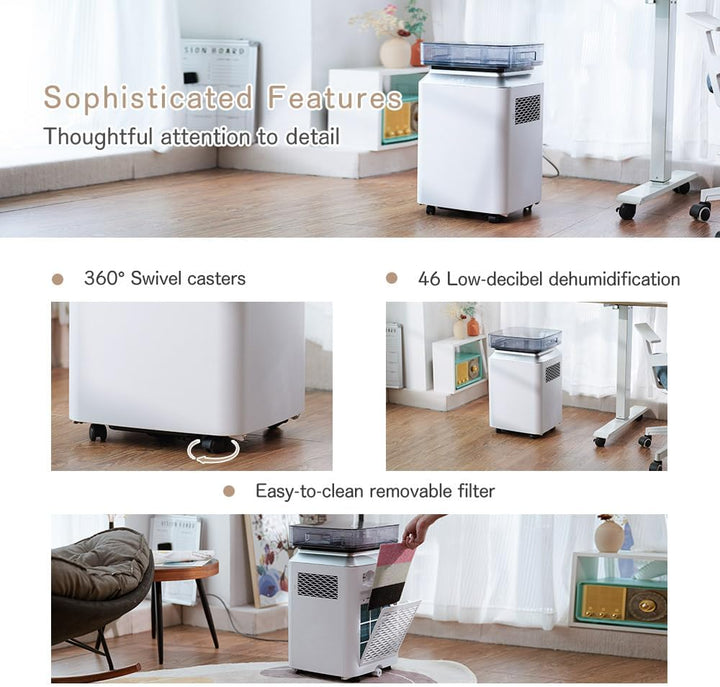 Kalopsia Luftentfeuchter Elektrisch: 80L/Tag für Keller &amp; Wohnung - 8L Tank, 170m², 46dB Leise mit A