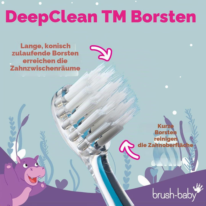 Brush-Baby WildOnes Kinder Elektrische Wiederaufladbare Zahnbürste, 1 Griff, 3 Bürstenköpfe, USB-Lad
