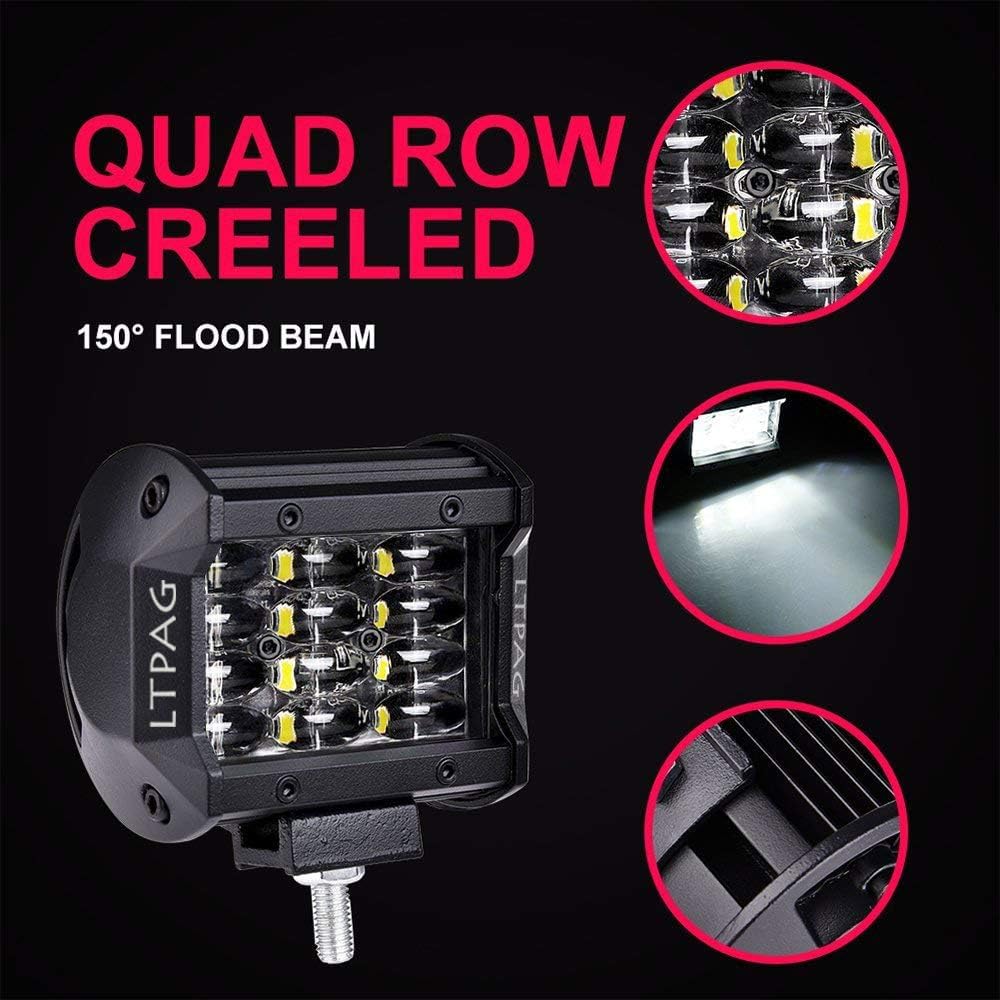 LTPAG Zusatzscheinwerfer, 2 x 72W Cree LED Arbeitsscheinwerfer 4 Zoll 7200LM 6000K IP68 Wasserdicht