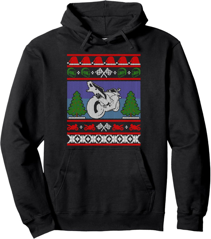 Sport Bike Motorrad Reiter Hässlicher Weihnachtspullover Fun Braap Pullover Hoodie