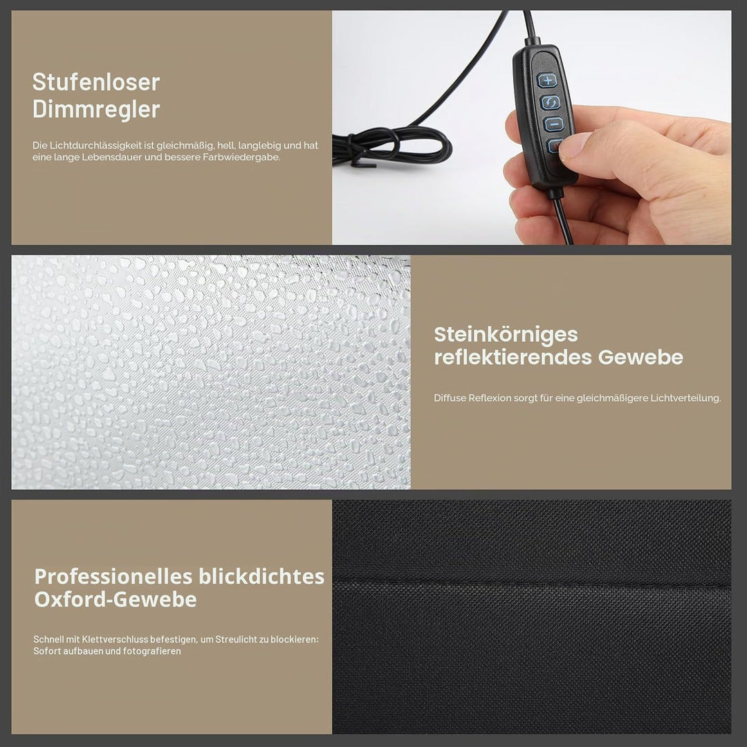 PULUZ Fotostudio Lichtbox 25cm Lichtzelte Fotografie klein Light Box Tragbare Faltbare Desktop Schie