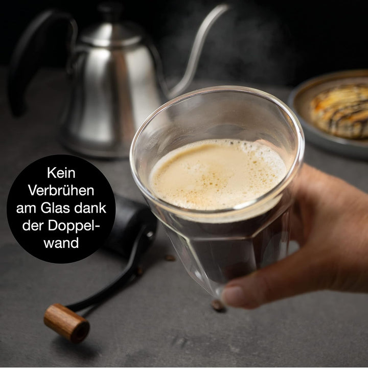 Moritz &amp; Moritz Gläser Set 4 x 280 ml Cappuccino Gläser Doppelwandig 280ml – Doppelwandige Gläser fü