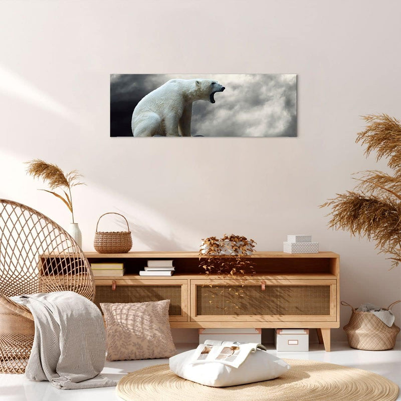 Panorama Bilder auf Leinwand Bär Tiere Wasser Eis Leinwandbild 90x30cm Wandbilder Dekoration Wohnzim