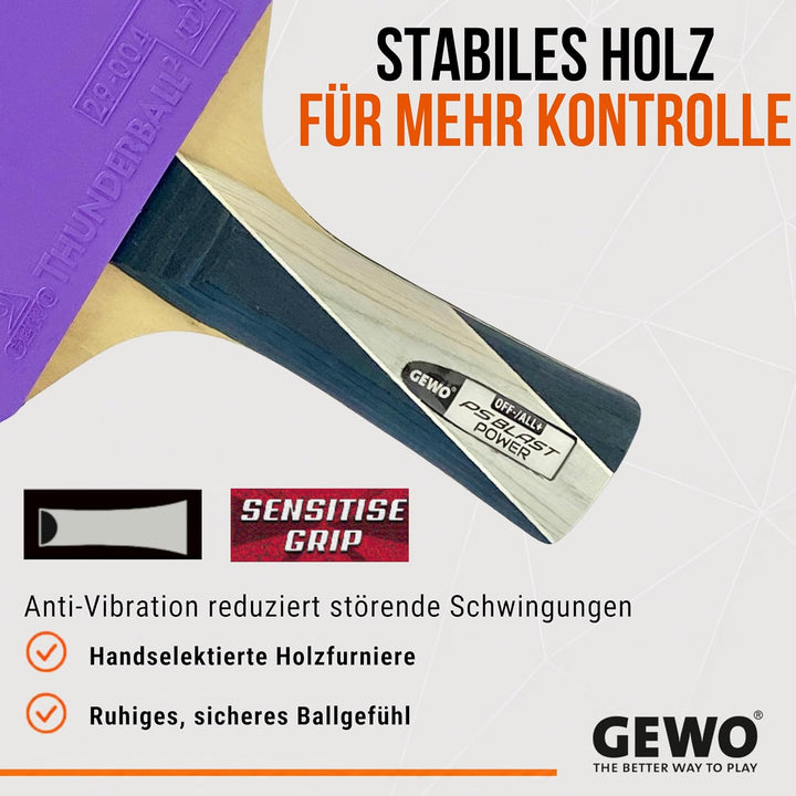 GEWO PS Blast Power Tischtennisschläger - ITTF genehmigter Profi-Tischtennisschläger, Allroundschläg