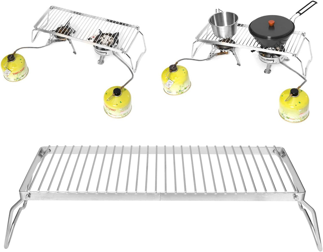 Natudeco Klappbarer Lagerfeuergrill, tragbar, Edelstahl, Grillrost, Grillrost, für Outdoor, Backcoun