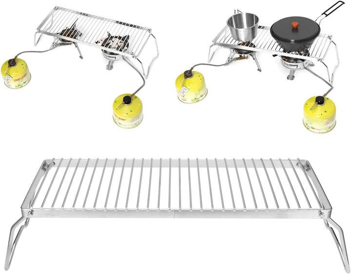 Natudeco Klappbarer Lagerfeuergrill, tragbar, Edelstahl, Grillrost, Grillrost, für Outdoor, Backcoun
