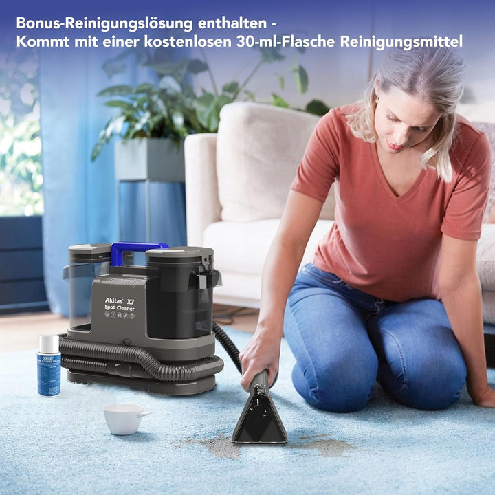 Akitas X7 600W Waschsauger, Polsterreiniger Gerät, 2-Tank Nasssauger, Selbstreinigung, Leicht für Ti