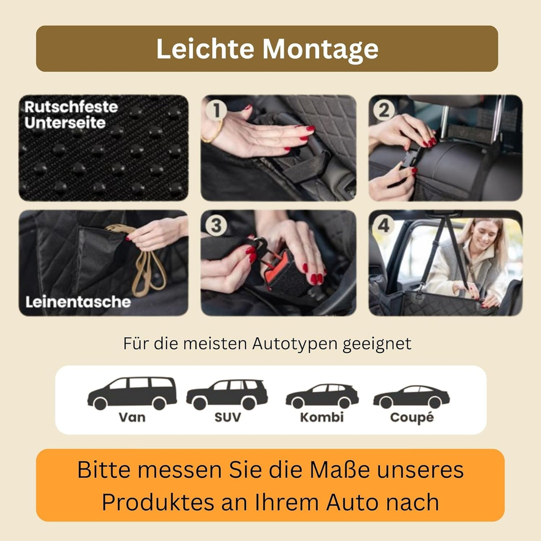 2GOODz Hunde Autositz für Rückbank mit Flauschiger Zusatzdecke - Hundedecke für kleine, mittlere Hun