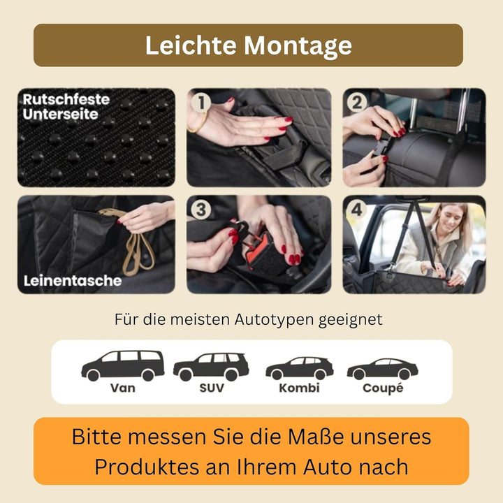 2GOODz Hunde Autositz für Rückbank mit Flauschiger Zusatzdecke - Hundedecke für kleine, mittlere Hun