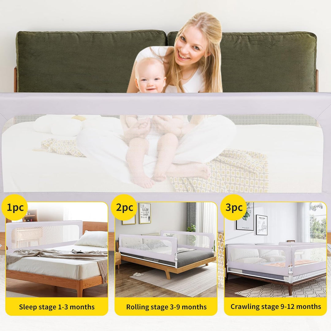 homewell Bettgitter für Kinder, faltbar, Sicherheitsgitter für Kinder, faltbar, tragbar, Fallschutz,