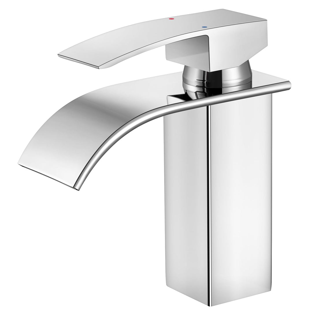 CECIPA Wasserhahn Bad, Waschtischarmatur Wasserfall, Armatur Badezimmer Edelstahl, Waschbecken Armat