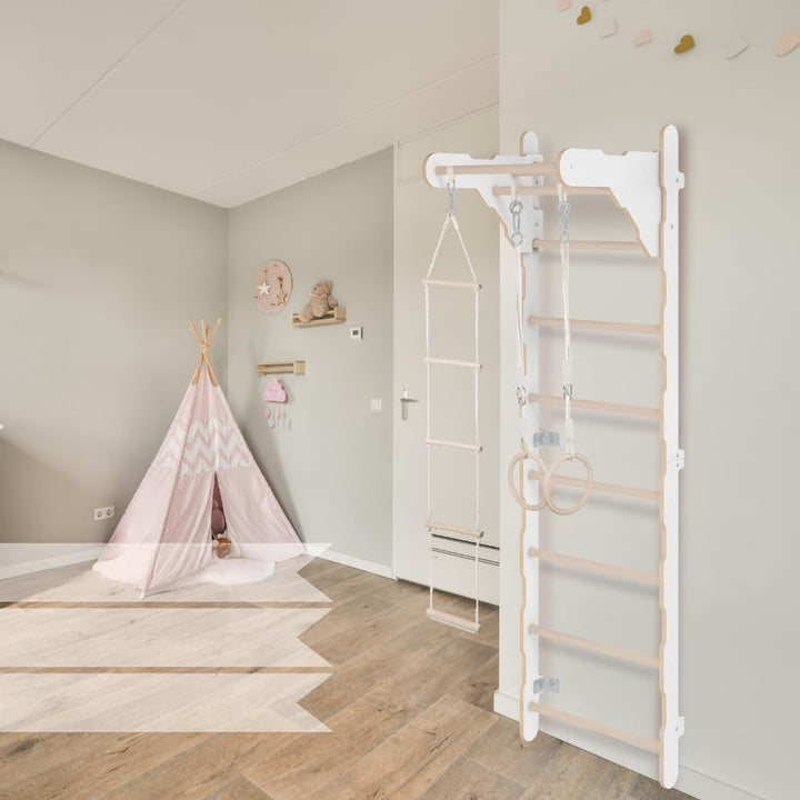 MAMOI® Kletterbogen mit rutsche, Kletterdreieck, Baby Klettern, Klettergerüst aus Holz, Holzbogen fü